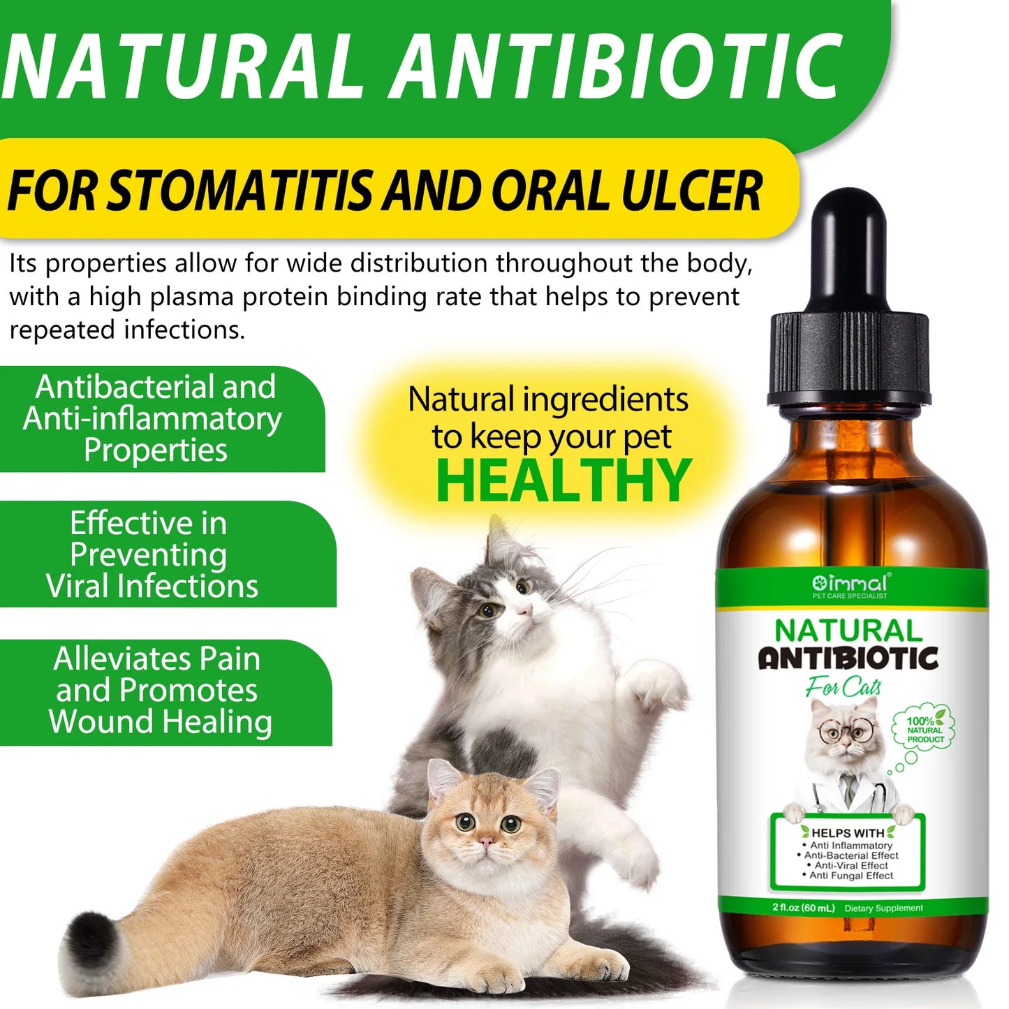 Natural Antibiotics for Cat Supports Pets Allergy Relief Itch Relief Multivitamin Help Cat Antiviral Antifungal in Liquid Form
