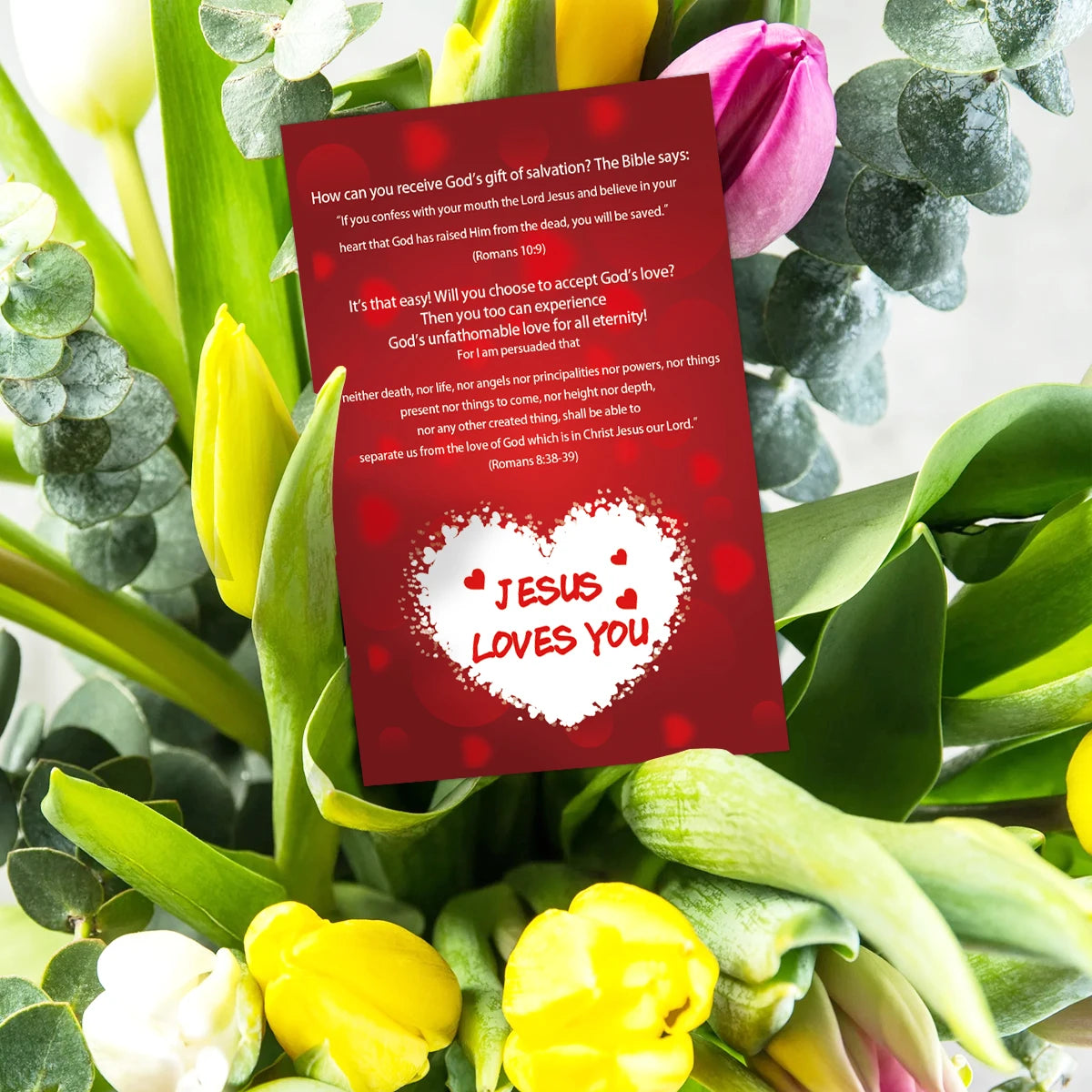 100pcs Red Heart Design Gospel Tract Plan Cards For Prayer Salvation Christian Inspirational Bible Verse Church Gift Pocket Card