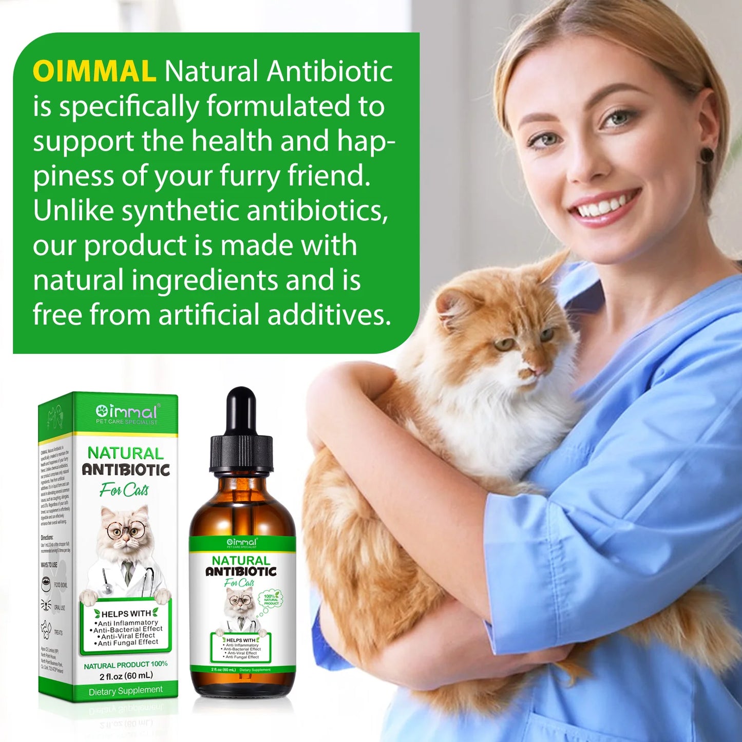 Natural Antibiotics for Cat Supports Pets Allergy Relief Itch Relief Multivitamin Help Cat Antiviral Antifungal in Liquid Form