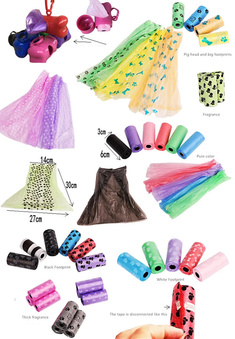 New Dog Poop Bag for Dog Pets Waste Garbage Bags Carrier Biodegradable Clean-up BagWaste Pick Up Clean Bag for Dog