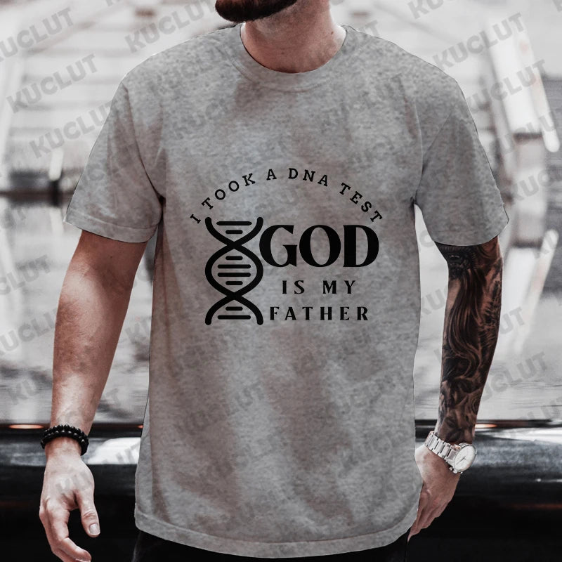 Men’s Christian T-Shirt “God Is My Father” DNA Test Print