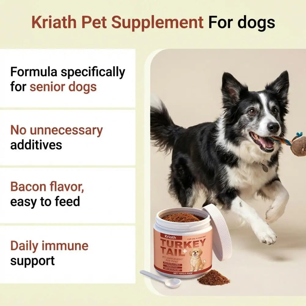 100g Dog Probiotics Immune Support Agent Elderly Dog Maintenance Joint Intestinal Skin Care Bacon Flavored Pet Health Supplement