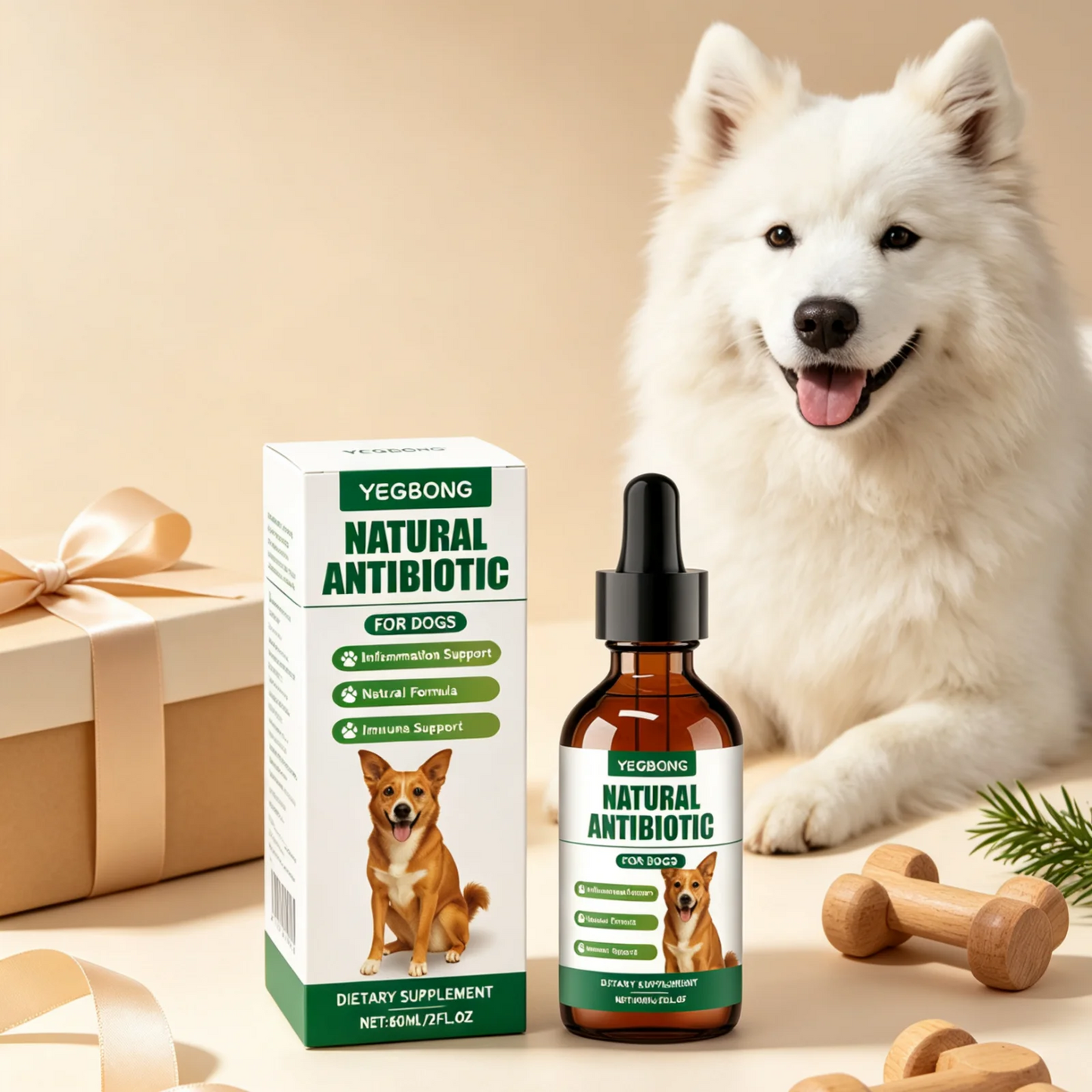 YEGBONG Natural Antibiotic for Dogs Care Daily Protection Regulate Metabolism Boost Immunity Gentle Dog Dietary Supplement 60ml