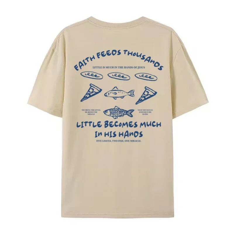 Christian Jesus Math Graphic T-Shirt Retro Loaves & Fishes Faith Streetwear