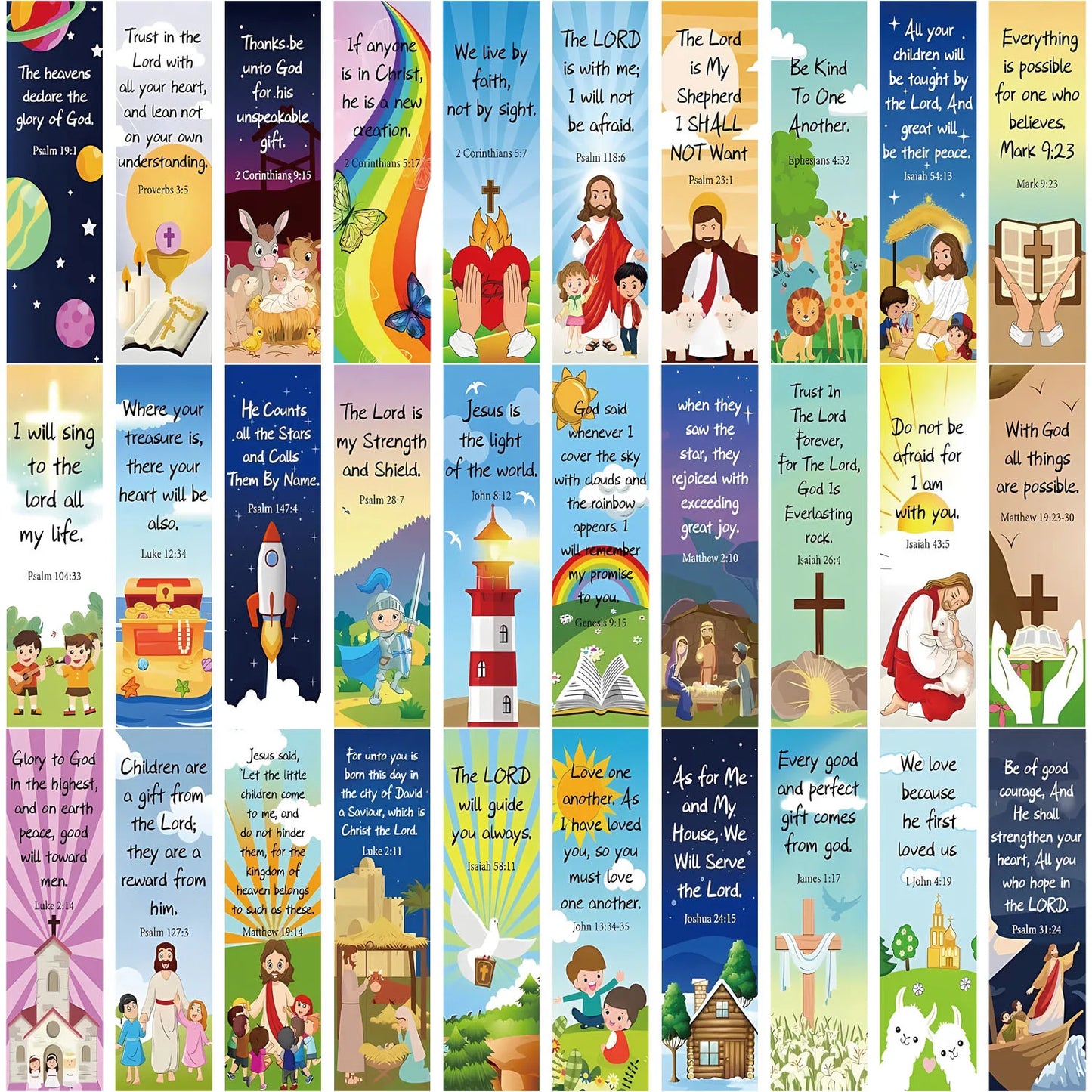 30Pcs Christian Bookmarks Church Bible Verse Bookmarks DIY Art Creative Material Reading Paper Bookmark