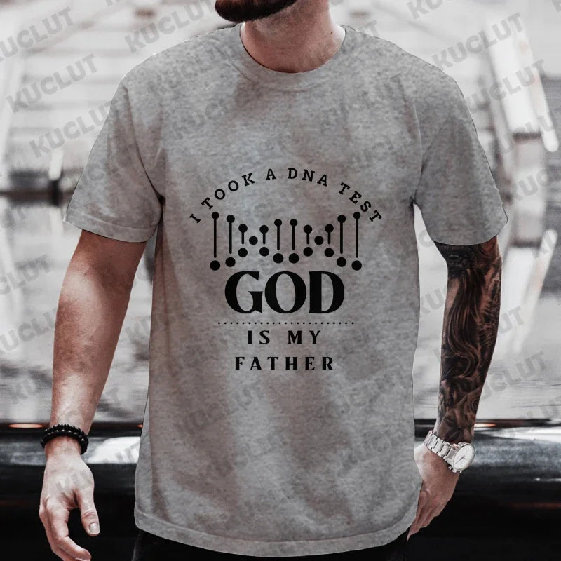 Men’s Christian T-Shirt “God Is My Father” DNA Test Print