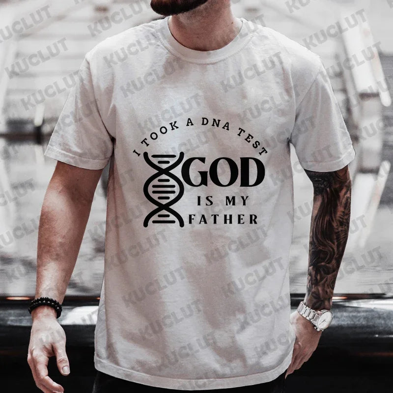 Men’s Christian T-Shirt “God Is My Father” DNA Test Print