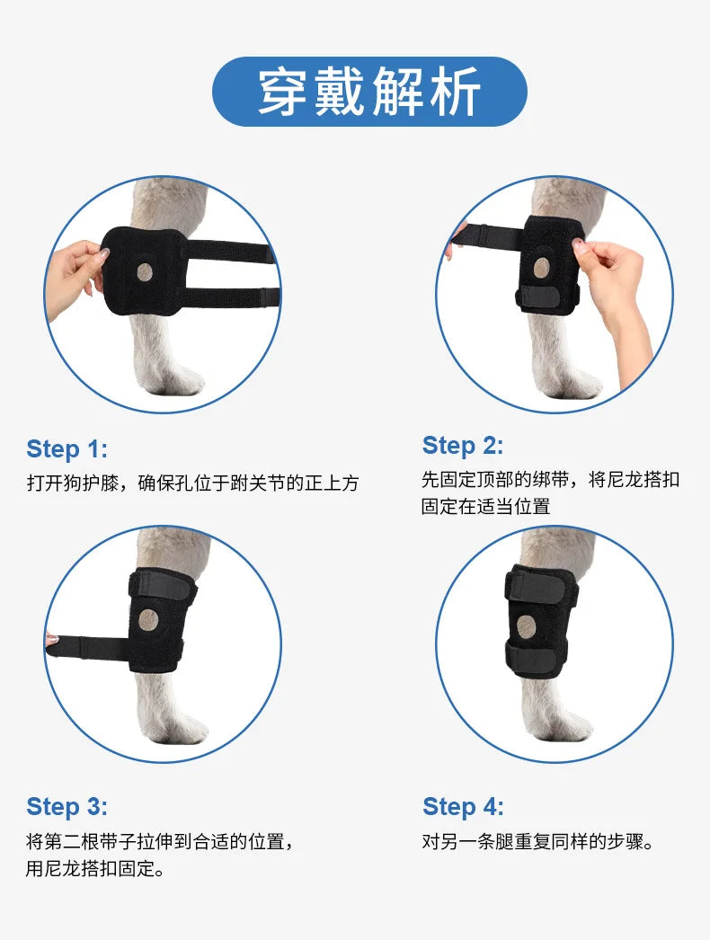 Pet Dog Knee Joint Protector - Patella Guard - Aid in Recovery - Ligament and Joint Dislocation Protection