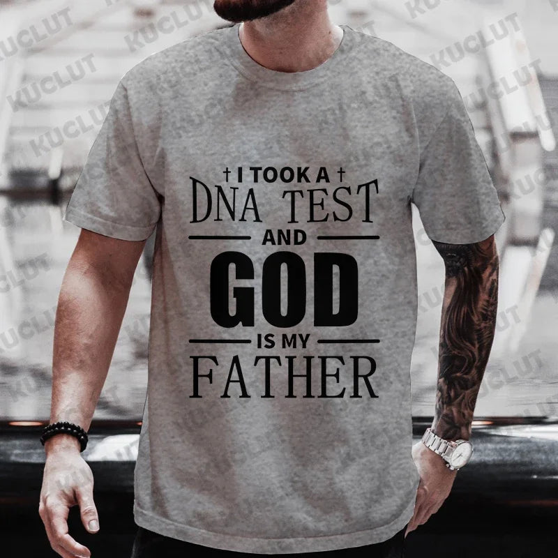 Men’s Christian T-Shirt “God Is My Father” DNA Test Print