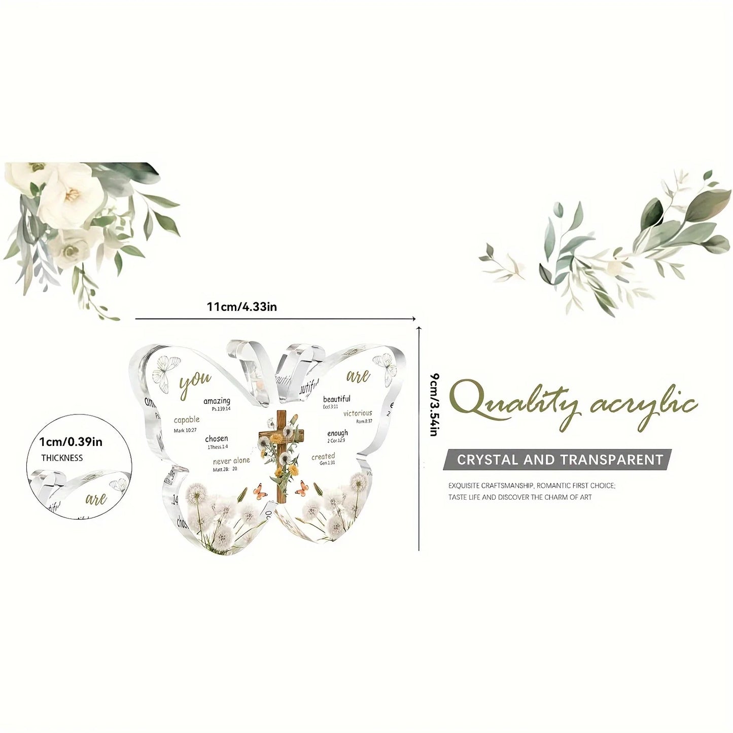 Christian Gifts Bible Verses Religious Gifts for Women, Acrylic Butterfly Praye Decorations God Faith Keepsake for Mothers Day