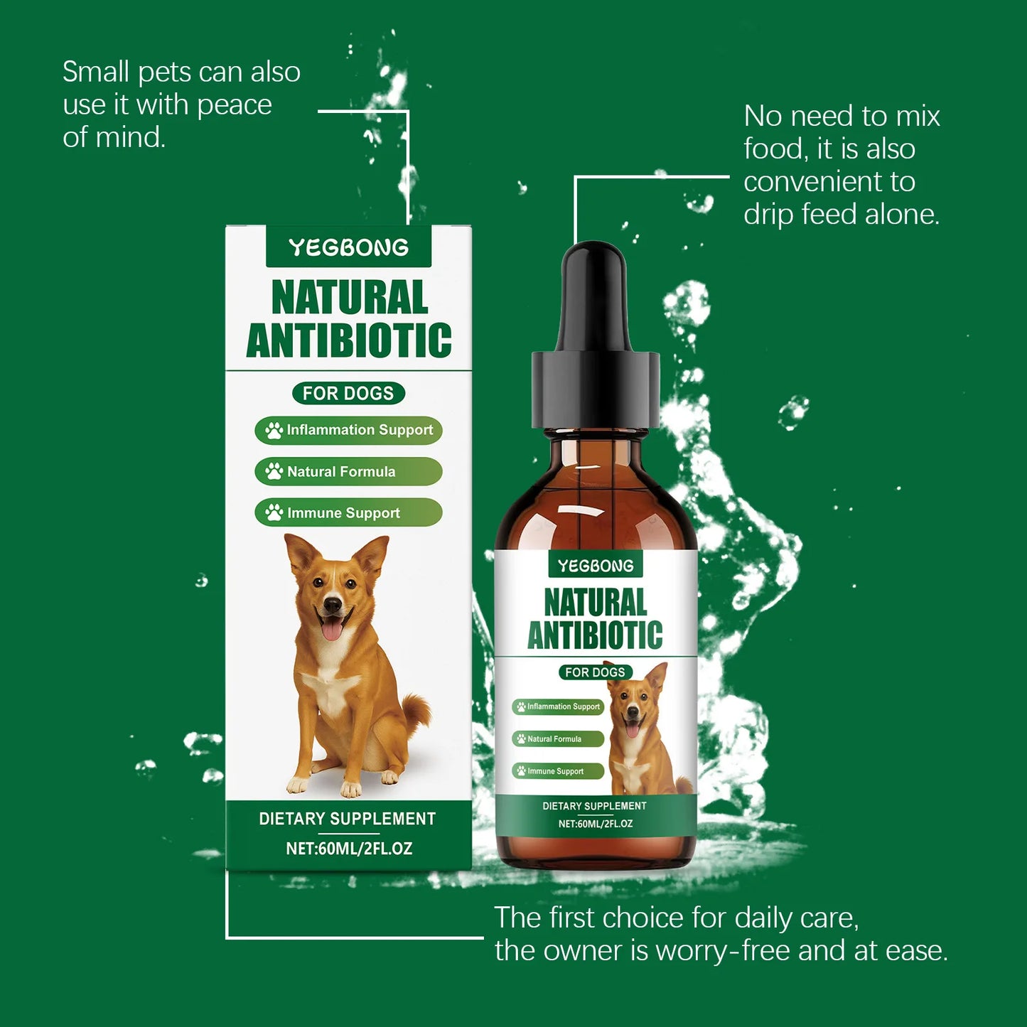 YEGBONG Natural Antibiotic for Dogs Care Daily Protection Regulate Metabolism Boost Immunity Gentle Dog Dietary Supplement 60ml