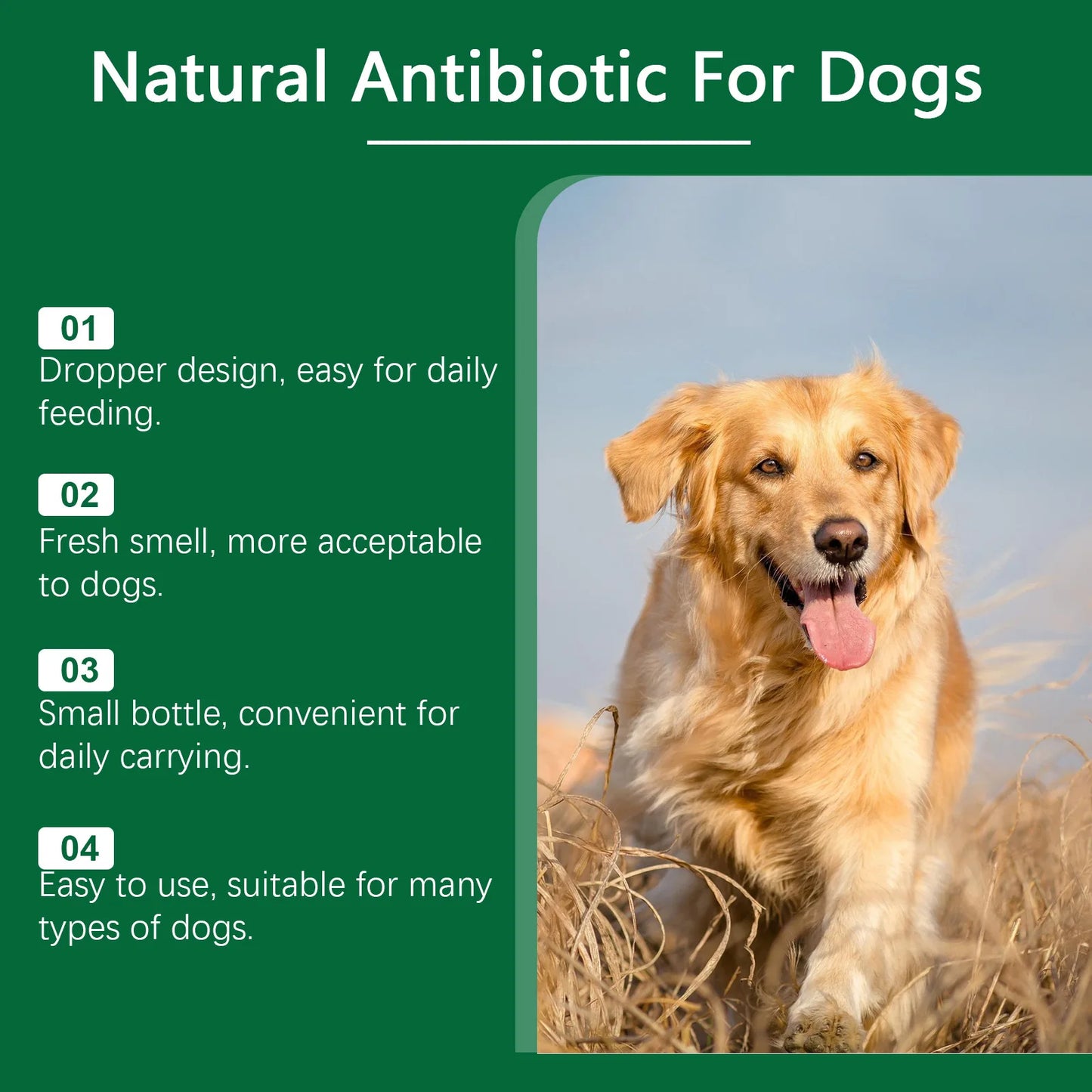 YEGBONG Natural Antibiotic for Dogs Care Daily Protection Regulate Metabolism Boost Immunity Gentle Dog Dietary Supplement 60ml