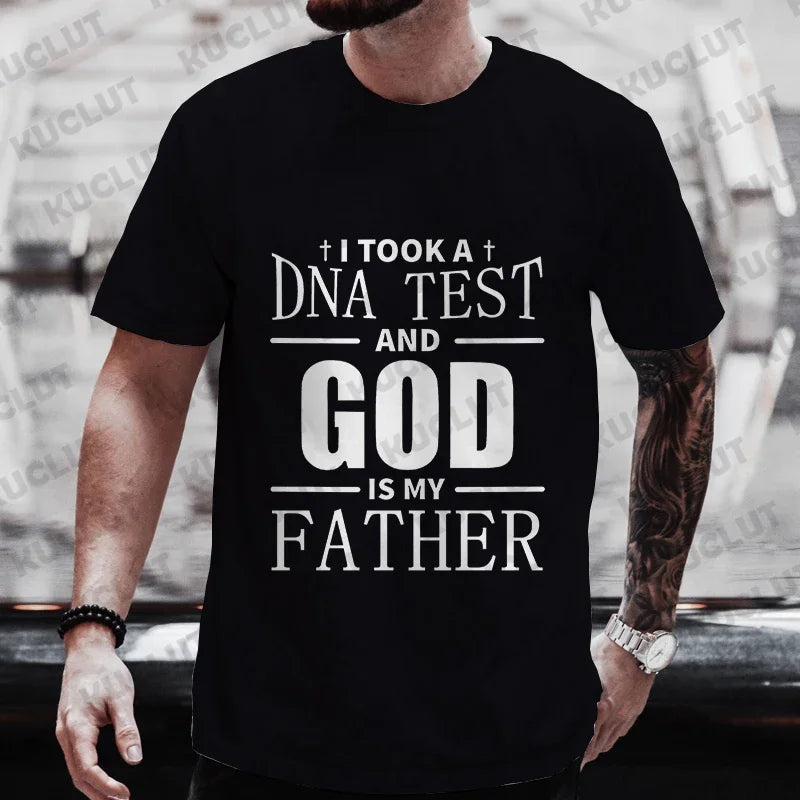 Men’s Christian T-Shirt “God Is My Father” DNA Test Print