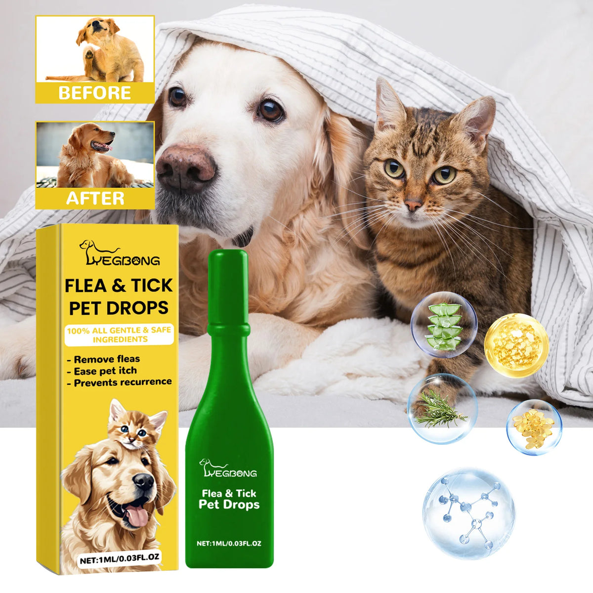 pet flea and tick drops anti-itching