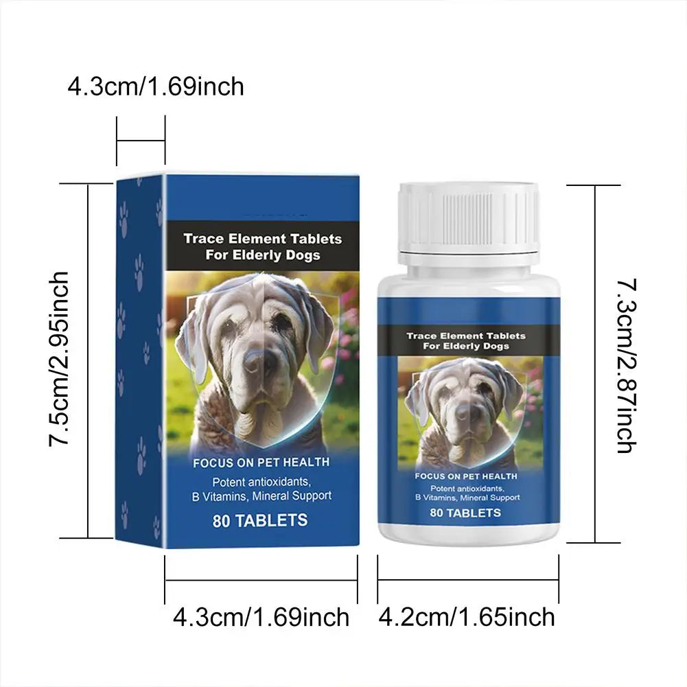 Trace Tablets For Elderly Dogs 80 Tablets Potent Antioxidants Mineral Joint Health Immune System Wellness Supplement