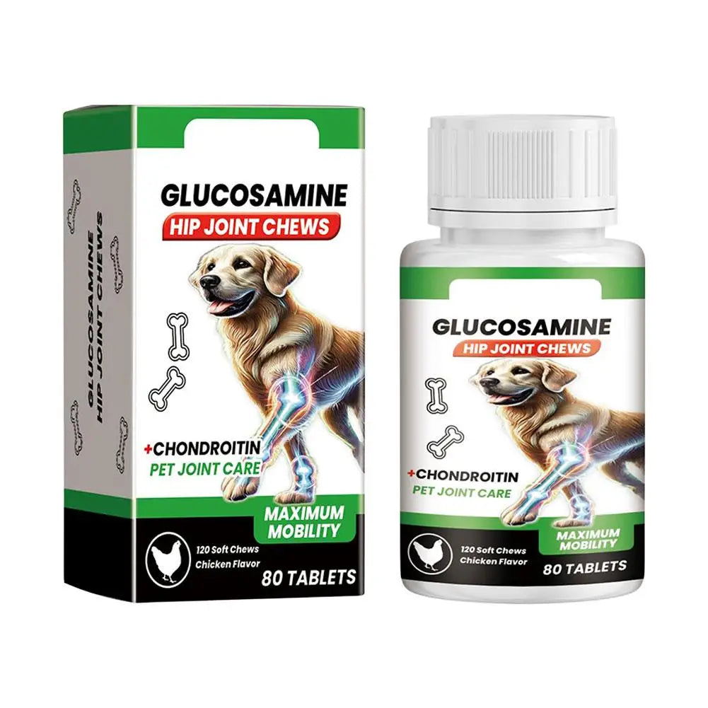 Pet Joint Care Soft Chews 80 Tablets Glucosamine Chondroitin Supplement for Dogs to Support Joint Mobility, Flexibility Health