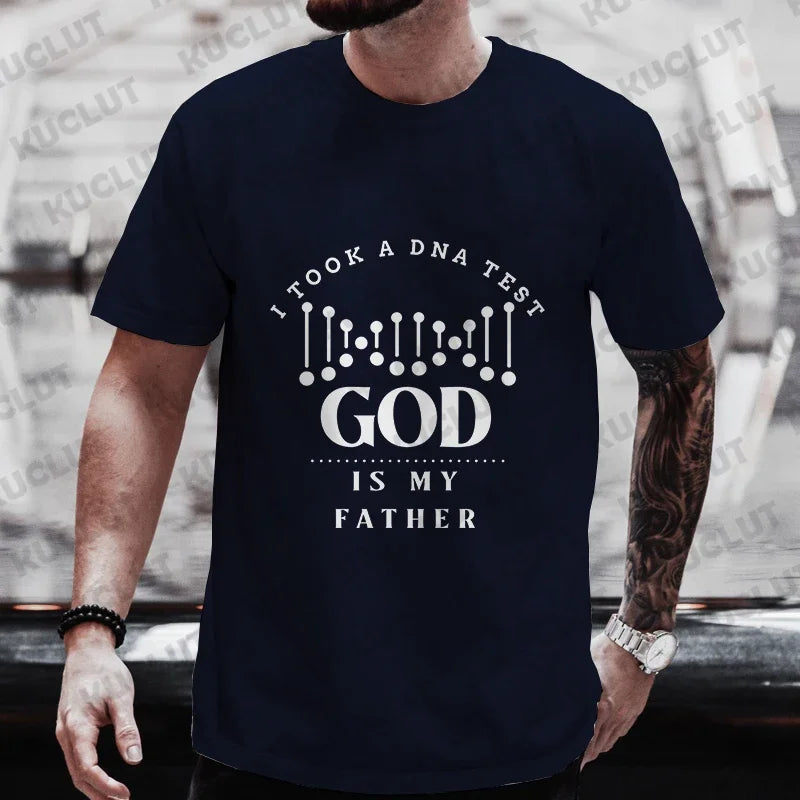 Men’s Christian T-Shirt “God Is My Father” DNA Test Print