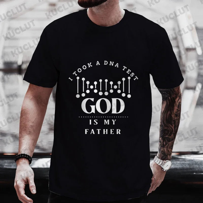 Men’s Christian T-Shirt “God Is My Father” DNA Test Print