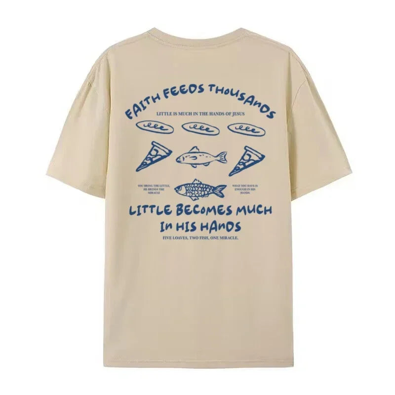Christian Jesus Math Graphic T-Shirt Retro Loaves & Fishes Faith Streetwear
