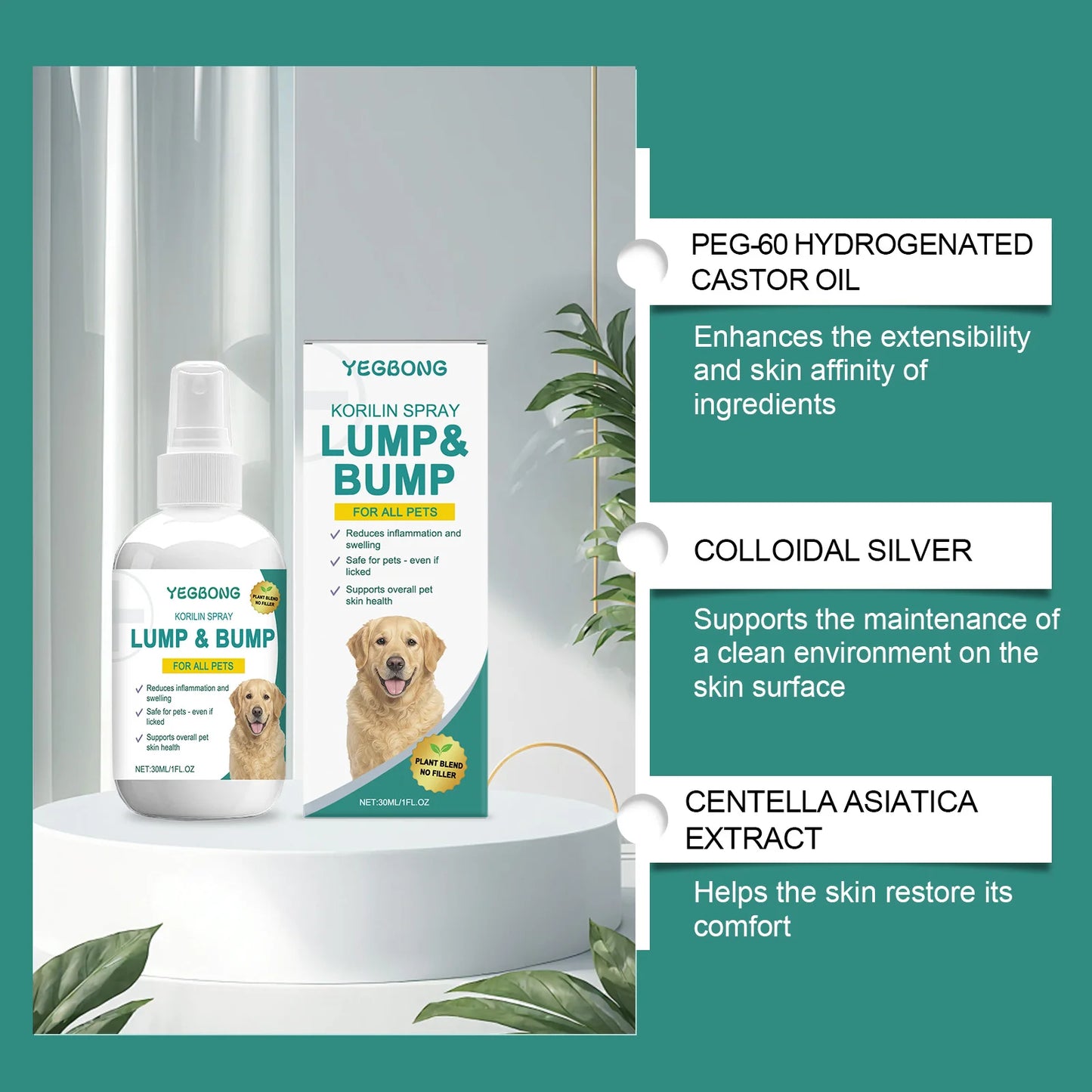 Pet Skin Repair Spray–Soothes Dryness, Sensitivity,Redness&Itching,Non-Irritating&Non-Sensitizing,Suitable for Puppies & Kittens
