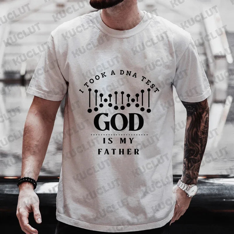 Men’s Christian T-Shirt “God Is My Father” DNA Test Print