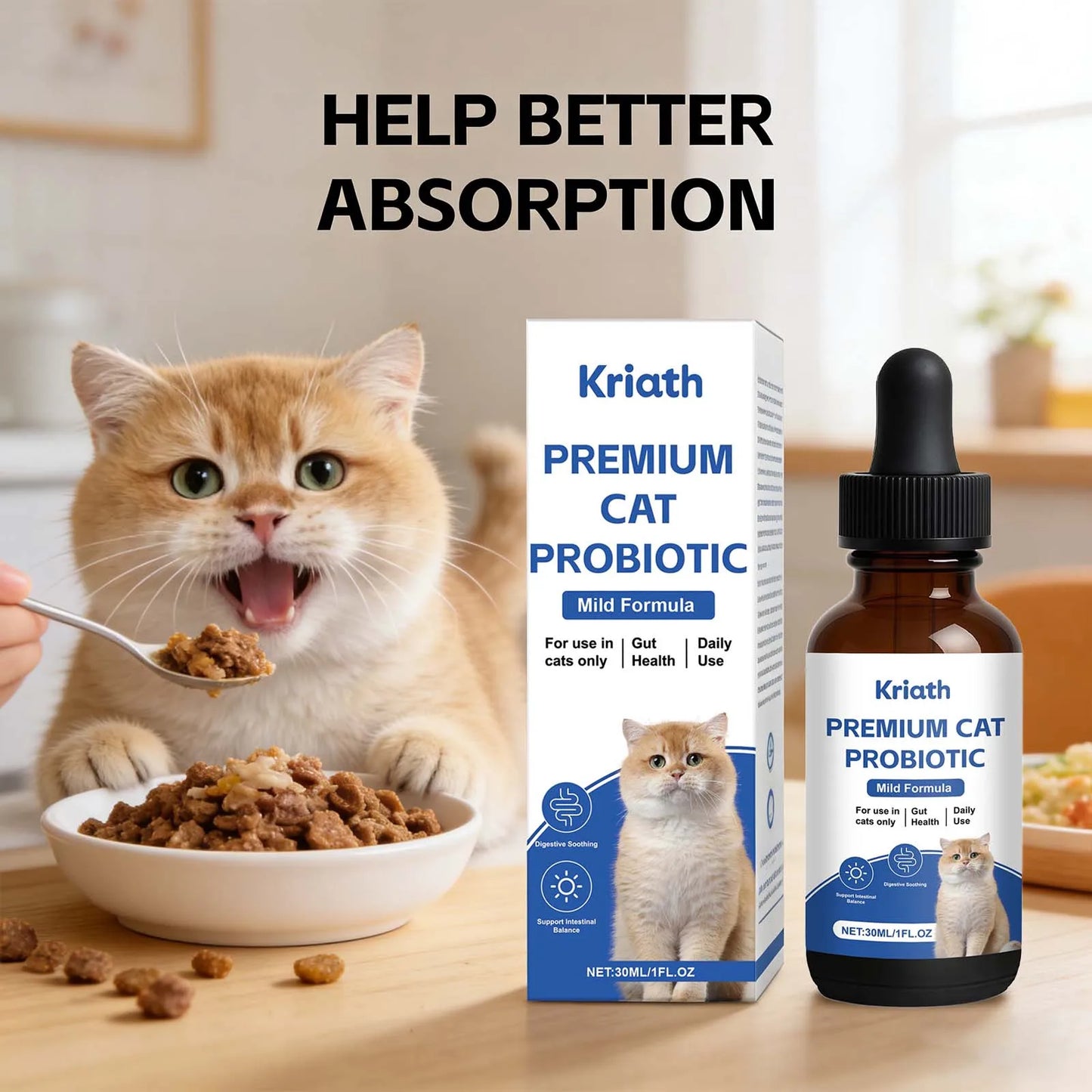 Premium Cat Probiotic Promote Digestion Soothing Support Intestinal Balance Maintains Healthy Gut Microbiota Cat Probiotic Drops
