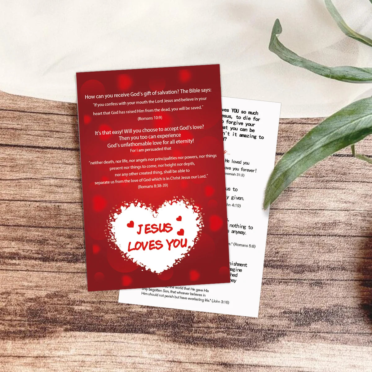 100pcs Red Heart Design Gospel Tract Plan Cards For Prayer Salvation Christian Inspirational Bible Verse Church Gift Pocket Card