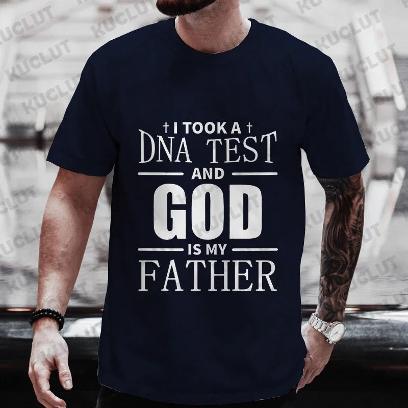 Men’s Christian T-Shirt “God Is My Father” DNA Test Print