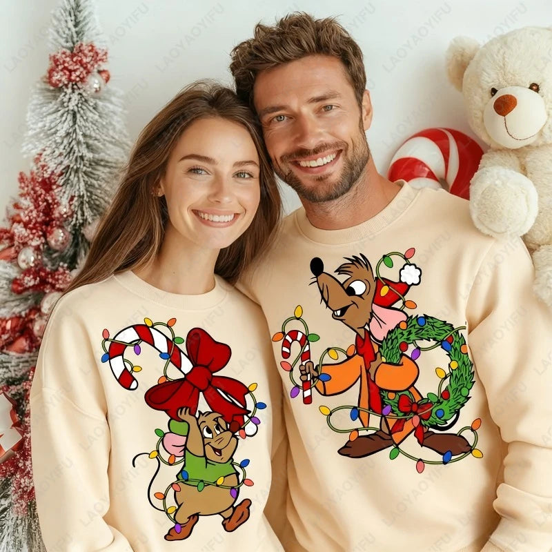 Kawaii Christmas Couple Jaq & Gus Gus Crewneck Sweatshirt