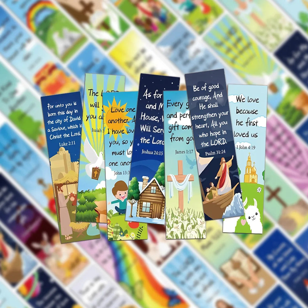30Pcs Christian Bookmarks Church Bible Verse Bookmarks DIY Art Creative Material Reading Paper Bookmark