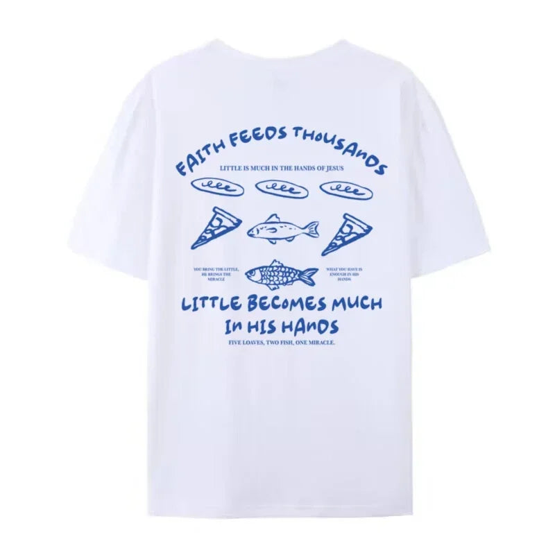 Christian Jesus Math Graphic T-Shirt Retro Loaves & Fishes Faith Streetwear