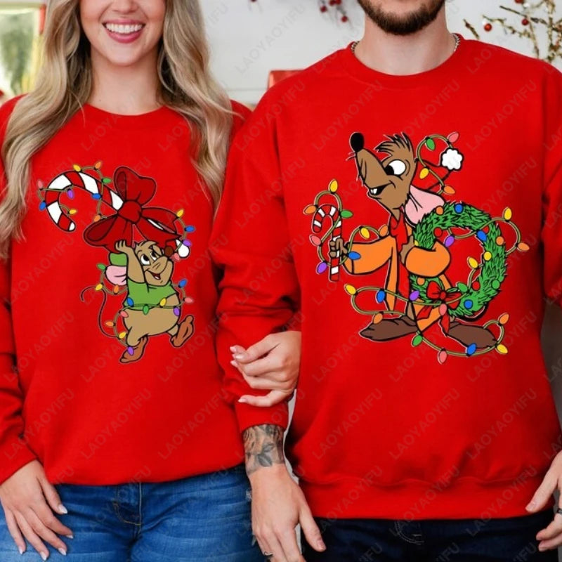 Kawaii Christmas Couple Jaq & Gus Gus Crewneck Sweatshirt