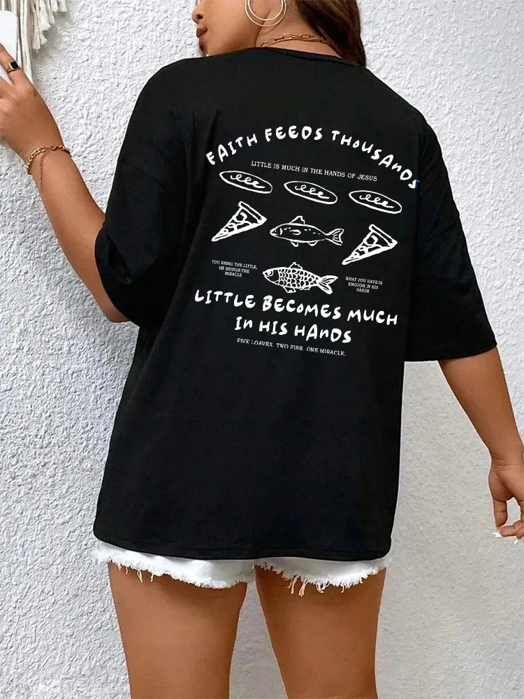 Christian Jesus Math Graphic T-Shirt Retro Loaves & Fishes Faith Streetwear