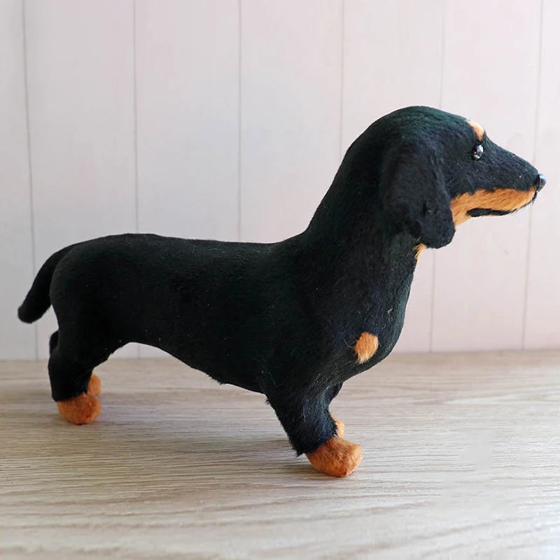 Seated Dachshund Dog Plush Toys Lifelike Simulation Black Dog Plush Toy Kids Gifts Home Car Decor Ornaments