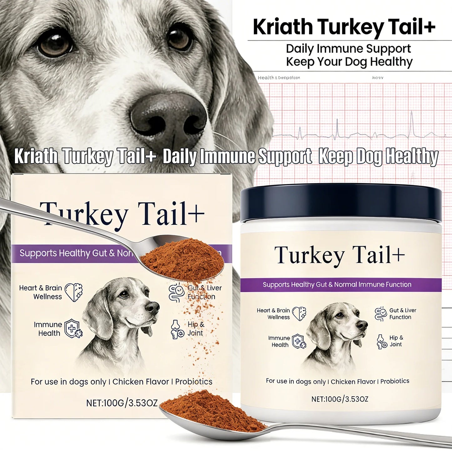 Kriath Pet Nutrition Powder Support Heart Health Promoting Intestinal Digestion Function Protect Joints Normal Lmmune Function