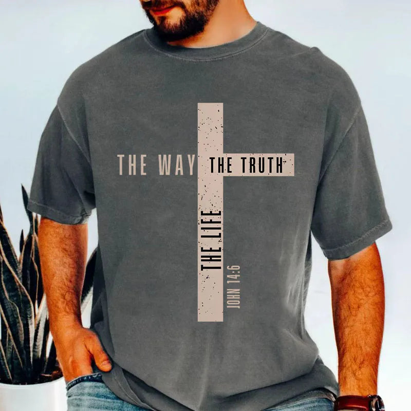 Men’s Jesus Is King T-Shirt – John 14:6 Bible Verse Christian Faith Tee