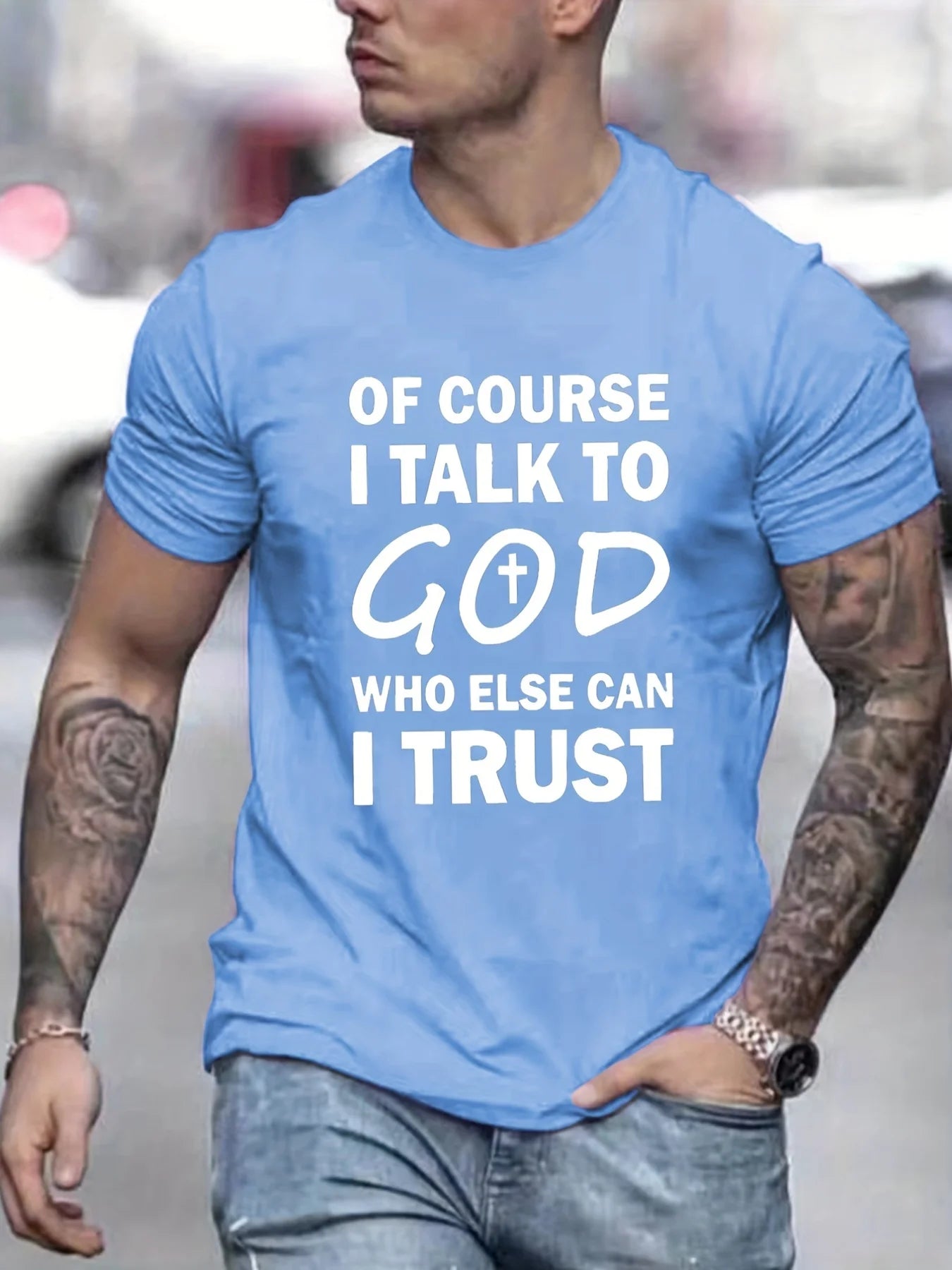 Talk To God Jesus T Shirt  Print Tees for Men Casual Short Sleeve  for Summer Spring Fall Oversized Tops As Gifts