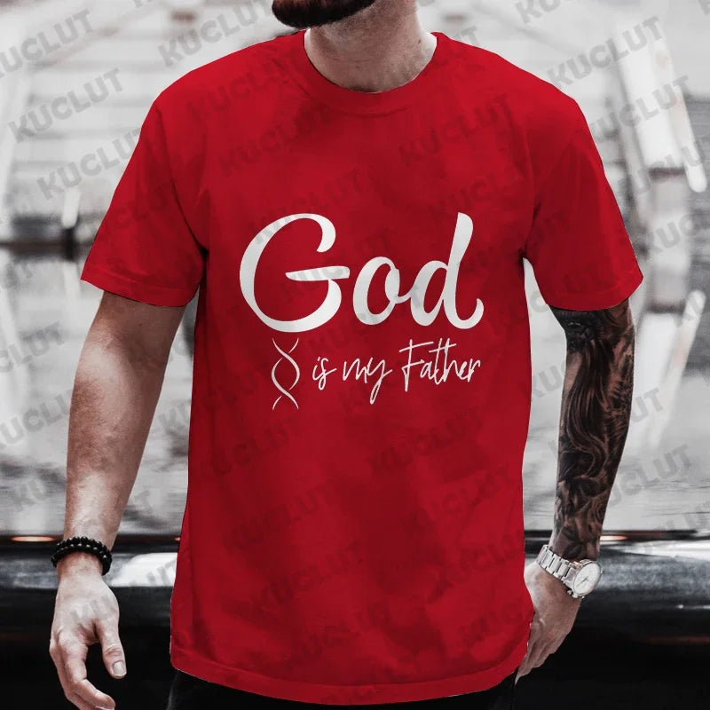 Men’s Christian T-Shirt “God Is My Father” DNA Test Print