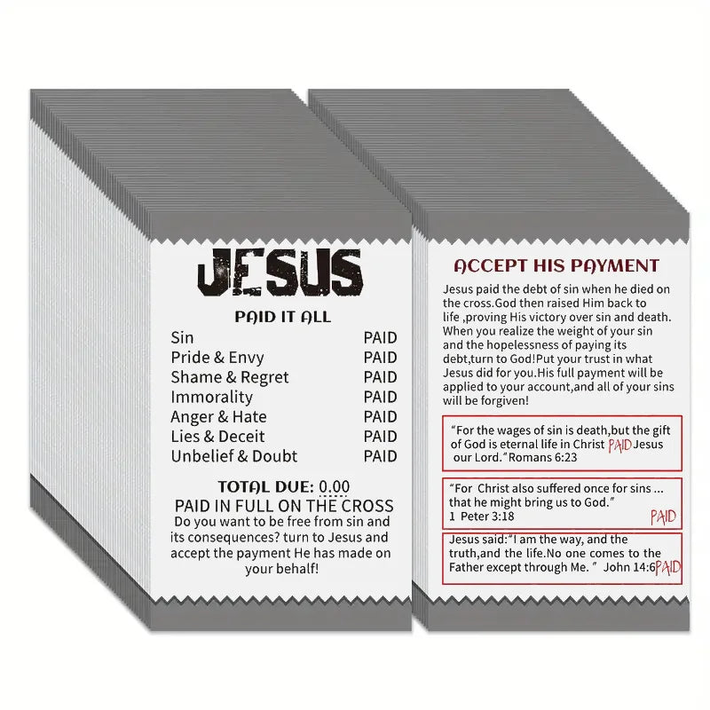 50/100 Pcs Gospel Booklet Card - Flat Illustration Pocket Bible Verse Card Prayer Postcard Poem Bookmark