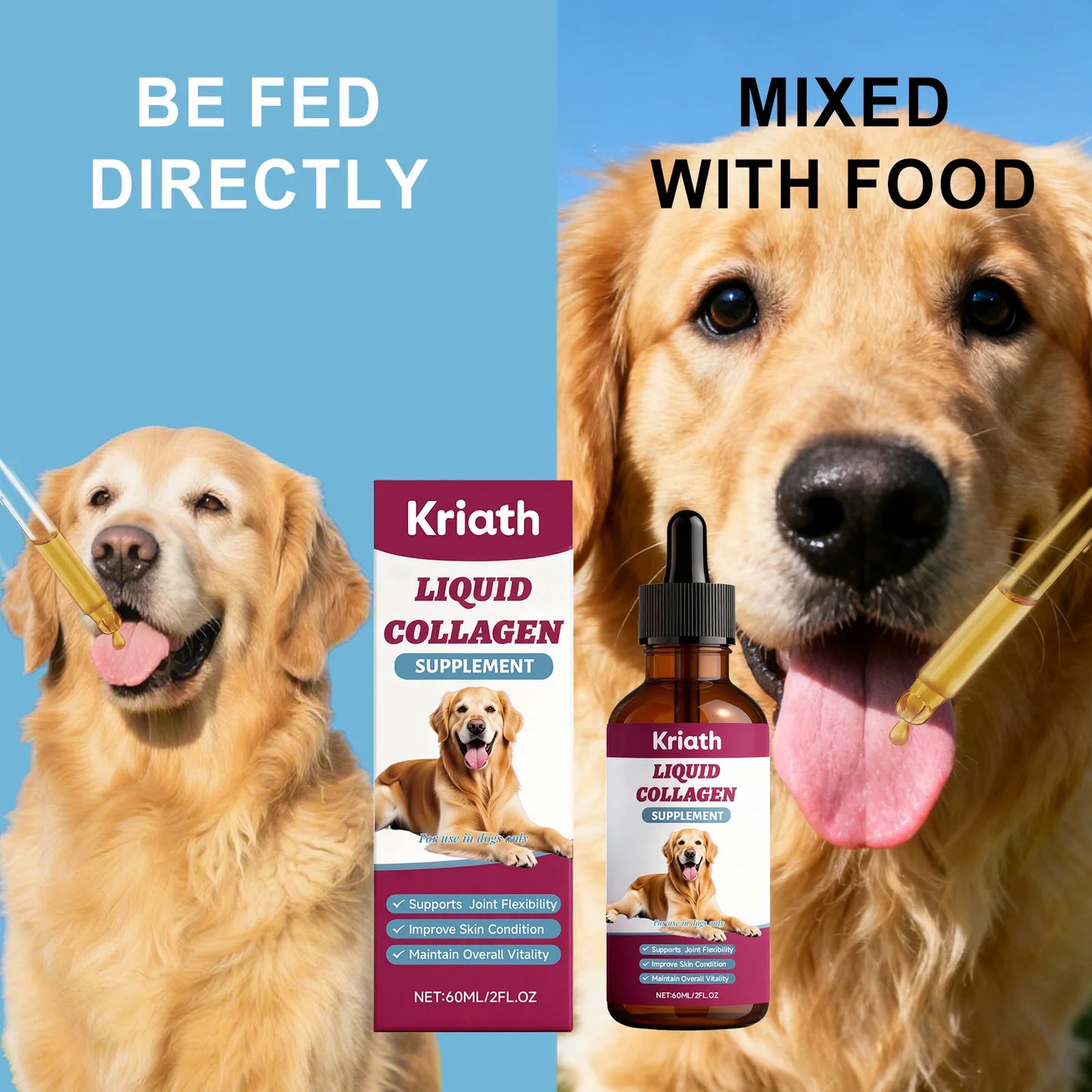 Dog Collagen Nutritional Drops Joint Skin Bone Hip Immune Health Support Supplement Boost Vitality Immune Whole Body Canine Care