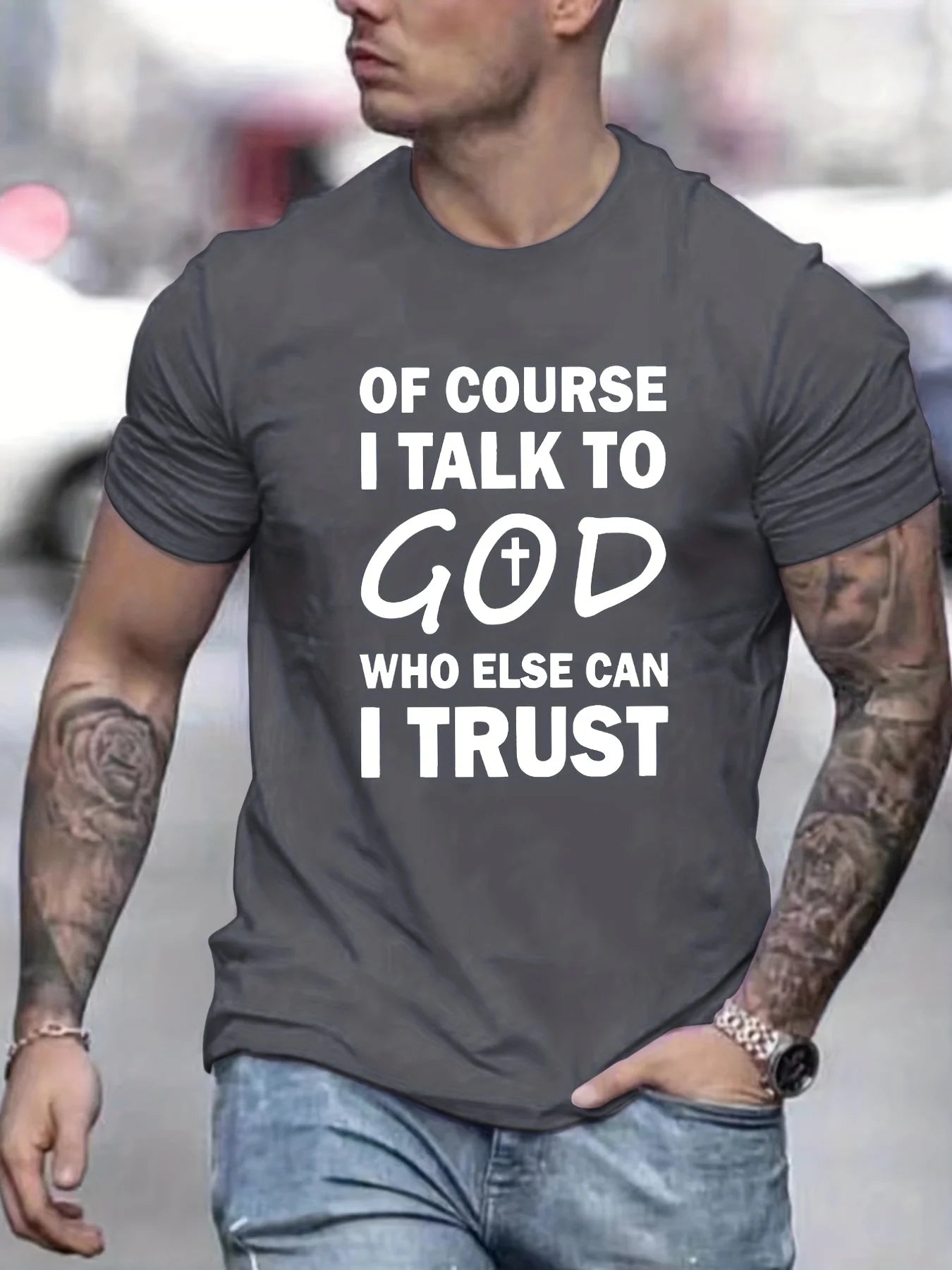 Talk To God Jesus T Shirt  Print Tees for Men Casual Short Sleeve  for Summer Spring Fall Oversized Tops As Gifts
