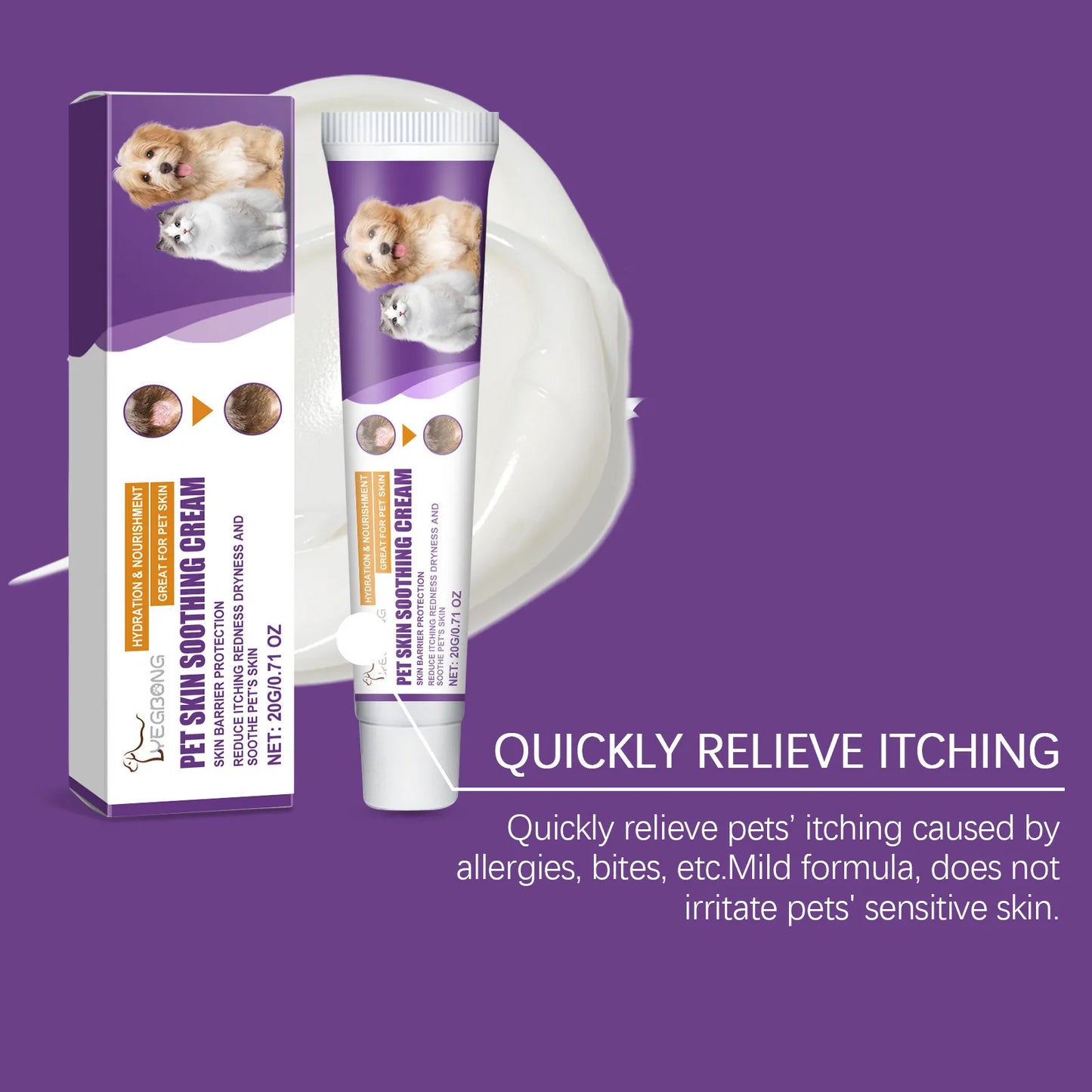 EELJOY Pet Skin Care Cream for Dogs Cats Dry Itchy Skin Relief Soothing Balm Anti Itch Lotion Allergy Treatment Paw Repair