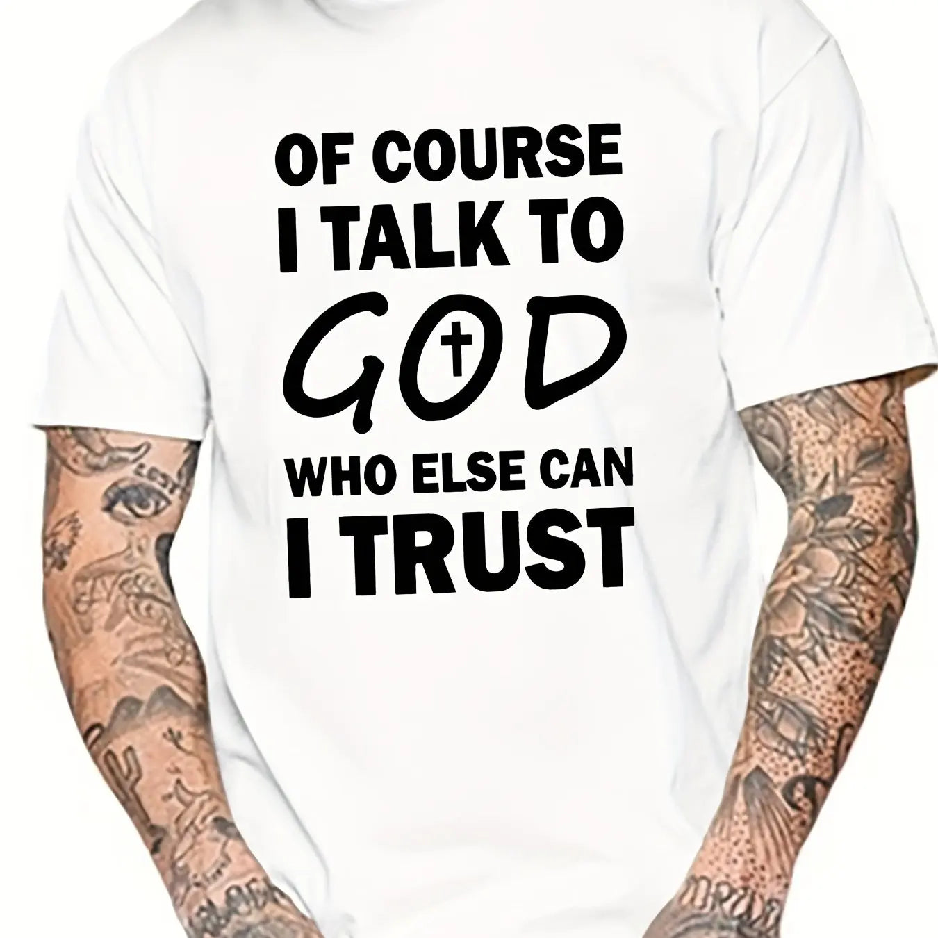 Talk To God Jesus T Shirt  Print Tees for Men Casual Short Sleeve  for Summer Spring Fall Oversized Tops As Gifts