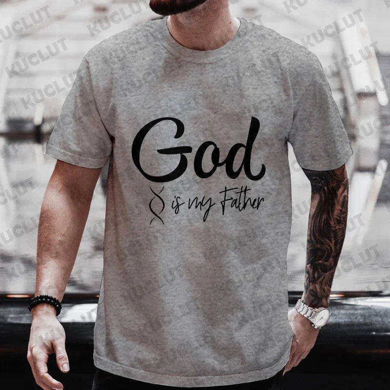 Men’s Christian T-Shirt “God Is My Father” DNA Test Print