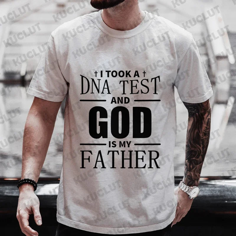 Men’s Christian T-Shirt “God Is My Father” DNA Test Print