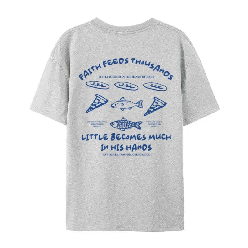 Christian Jesus Math Graphic T-Shirt Retro Loaves & Fishes Faith Streetwear
