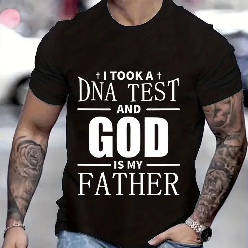 Men’s Christian T-Shirt “God Is My Father” DNA Test Print