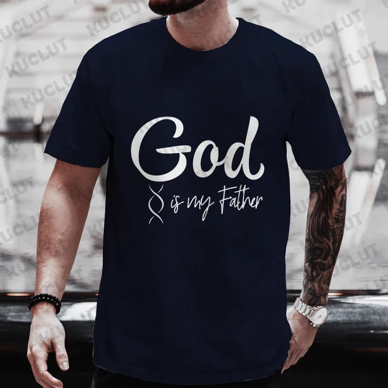 Men’s Christian T-Shirt “God Is My Father” DNA Test Print
