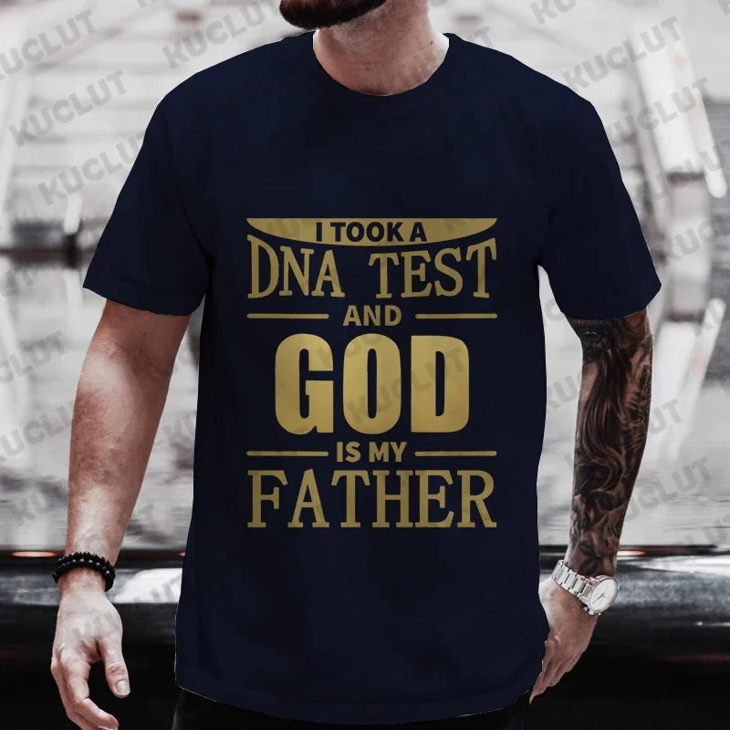 Men’s Christian T-Shirt “God Is My Father” DNA Test Print