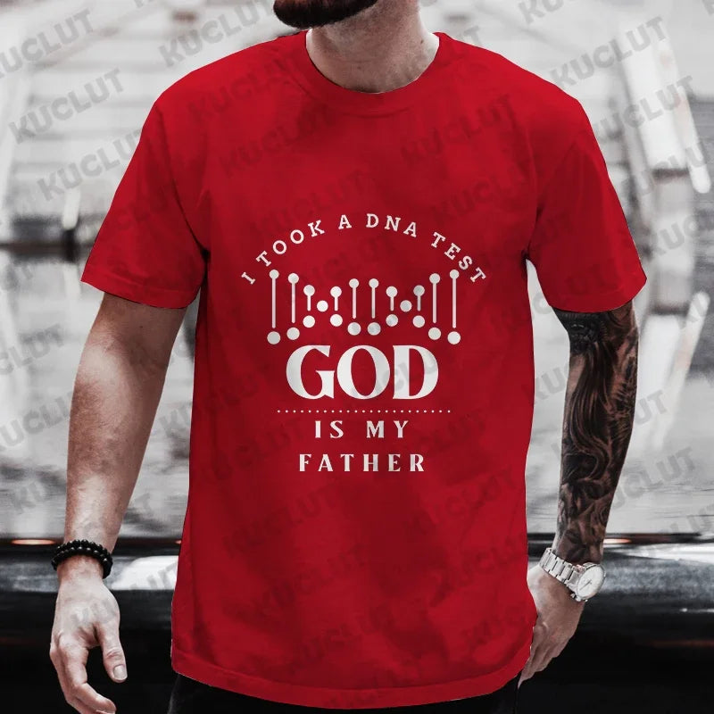 Men’s Christian T-Shirt “God Is My Father” DNA Test Print